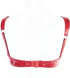 Top - Maat  - Datex (mix van latex en stof) BH crop Top shirt Roze met knoopjes