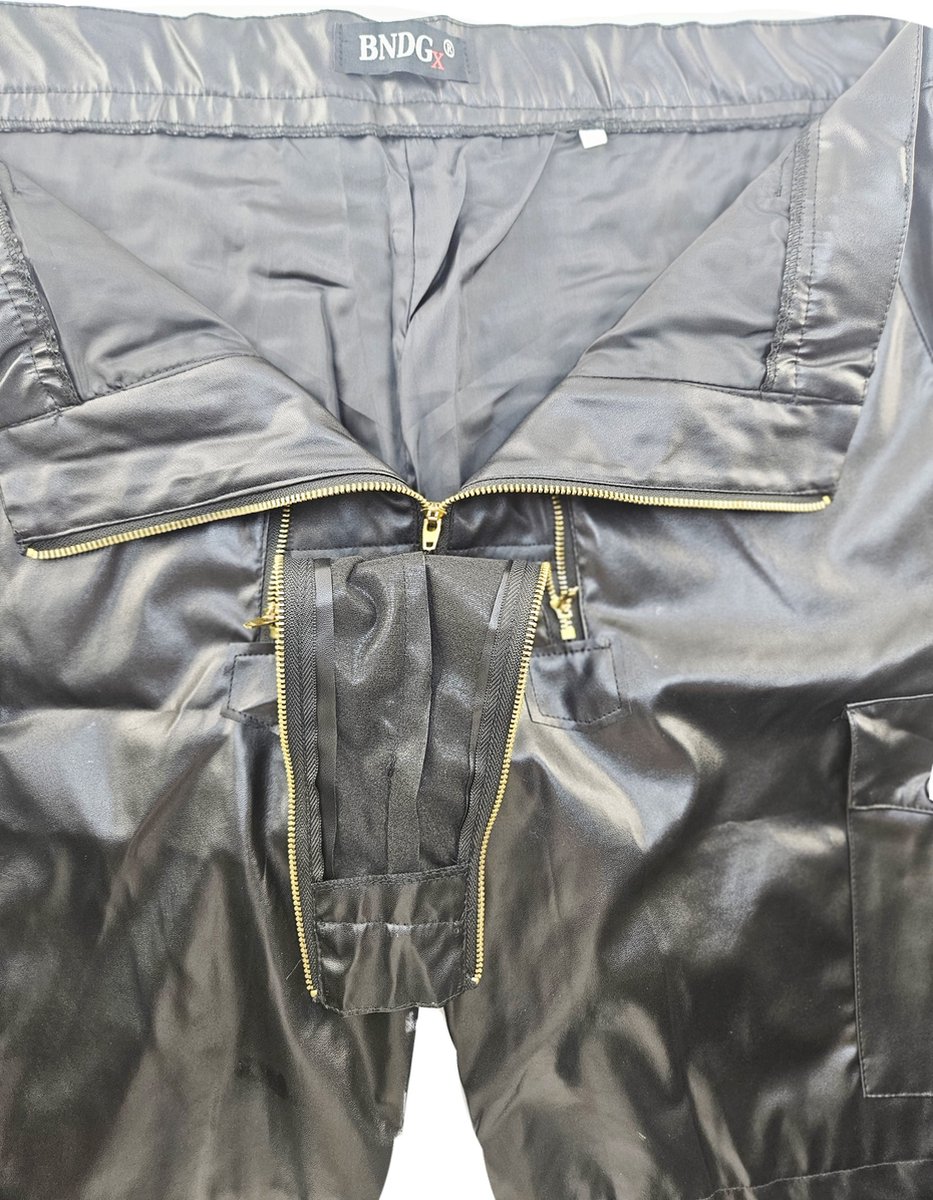 BNDGx® - Korte Broek Heren -  - Open kruis Erotische Sex kleding - Nep Leer BDSM porno outfit Man Rollenspel kleding