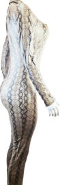 Jumpsuit - Maat S/M - Pak slangen print - Stretch - dierenprint korte mouwen pak wetlook lange mouwen