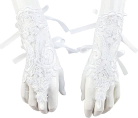 BamBella® - Handschoenen Kort Wit kant- dames