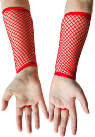 BamBella® Vingerloos Net handschoenen - One Size - Rood- Visnet handschoenen - Feest - Gothic Carnaval