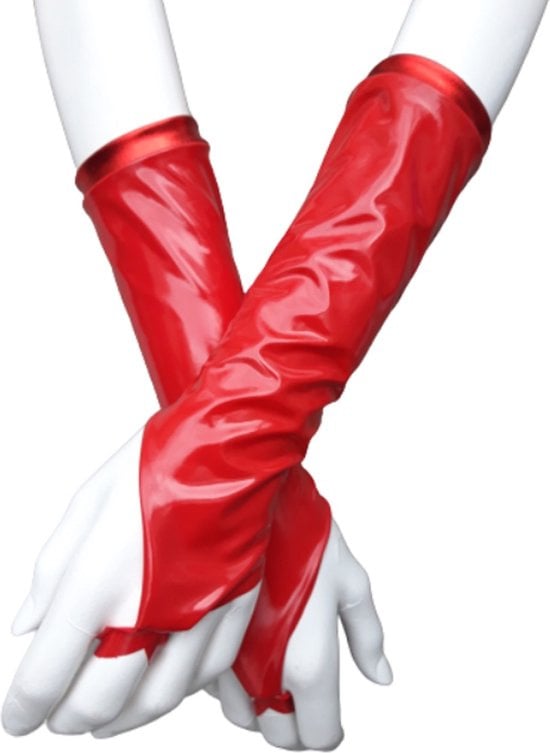 Handschoenen Rood van Datex (Mix latex en stof ) Sexy kinky fetish accessoire