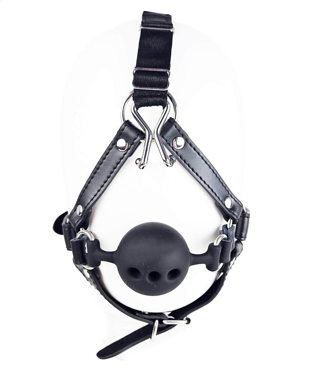 BNDGx® - Extreme BDSM Masker - Nep Leer - Met Gag Neus Klem - SM