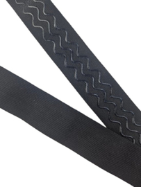 BamBella - Antislip Elastiek Siliconen - 1 meter - Breed - Taille Band - Zwart - 40 mmbreed