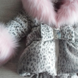 Kinderjas panterprint  Bontkraag jas Leopard  bontkraag Winterjas BamBella