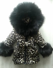 Kinderjas panterprint  Bontkraag jas Leopard  bontkraag Winterjas BamBella