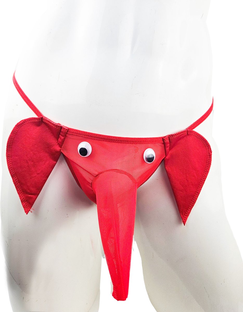 BamBella® - Onderbroek heren - Onesize - grappig valentijn verassing voor koppels string olifant Rood
