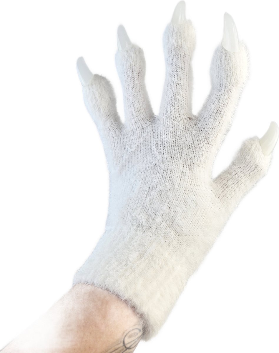 BamBella® - carnaval verkleed klauwen handschoenen met lange nagels - wit Cosplay rollenspel verkleden feest Halloween