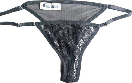 BamBella ® - String - One size - Sexy Zwart Erotische onderbroek Heren