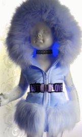 Bodywarmer blauw   met bont zomer kinderjas jas meisje en baby