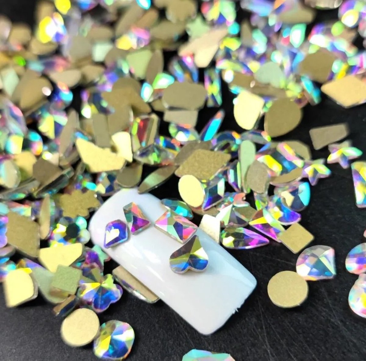 BamBella® Plak strass Steentjes - 100 stuks - AB - geel strass stenen glitters kleding versieren