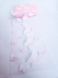 BamBella® - Stof vlinder  - Decoratie stoffen roze knutselen tule mesh