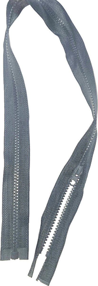 BamBella Rits - 1 stuk - 70cm - Dubbel zijdig 2 zijden grijs nylon Deelbaar grote dikke rits kleermaker ritsen bloktanden deelbare fourniture voor naaien hobby kleding maken