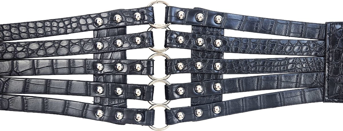 BamBella ® - Corset Riem   - Mode Body Gothic Goth taille riem zwart nepleer met vetersluiting Verstelbaar korset belt