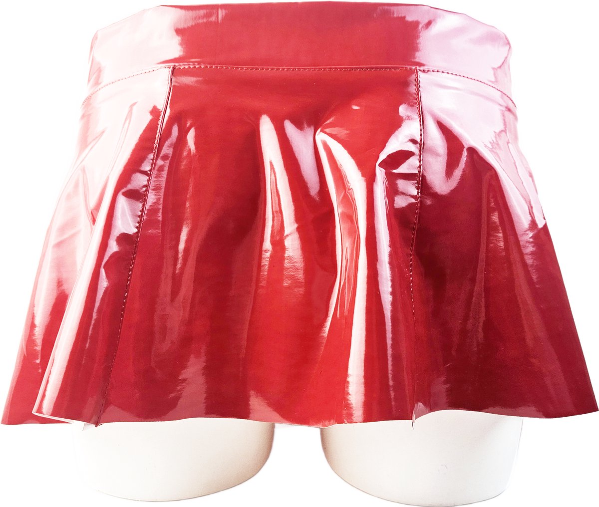 BamBella® - Datex mini Rok -   -  Rood Rollenspel sm dames sexy Glans kleding mix van Latex en stof