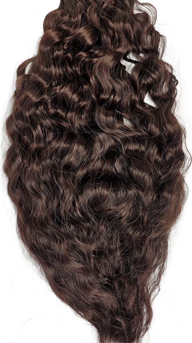 Hair extensions - Clip In - donker bruin - clip ins curly krullen - Synthetisch haar