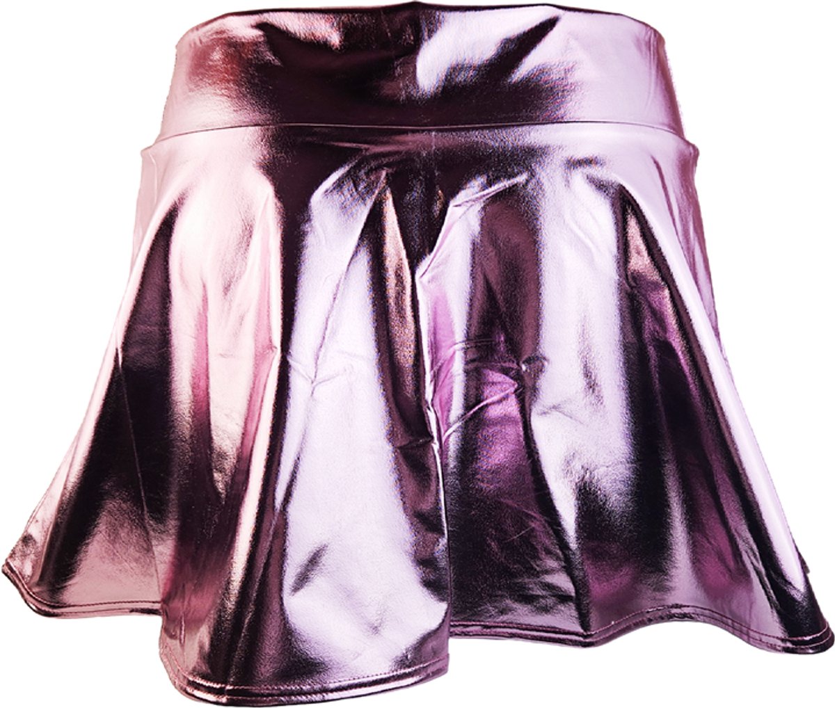 BamBella® - Mini rok -  Shiny Wetlook - Sexy Erotische rokje Super shine metallic Lame Glans Roze