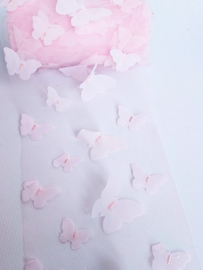 BamBella® - Stof vlinder  - Decoratie stoffen roze knutselen tule mesh
