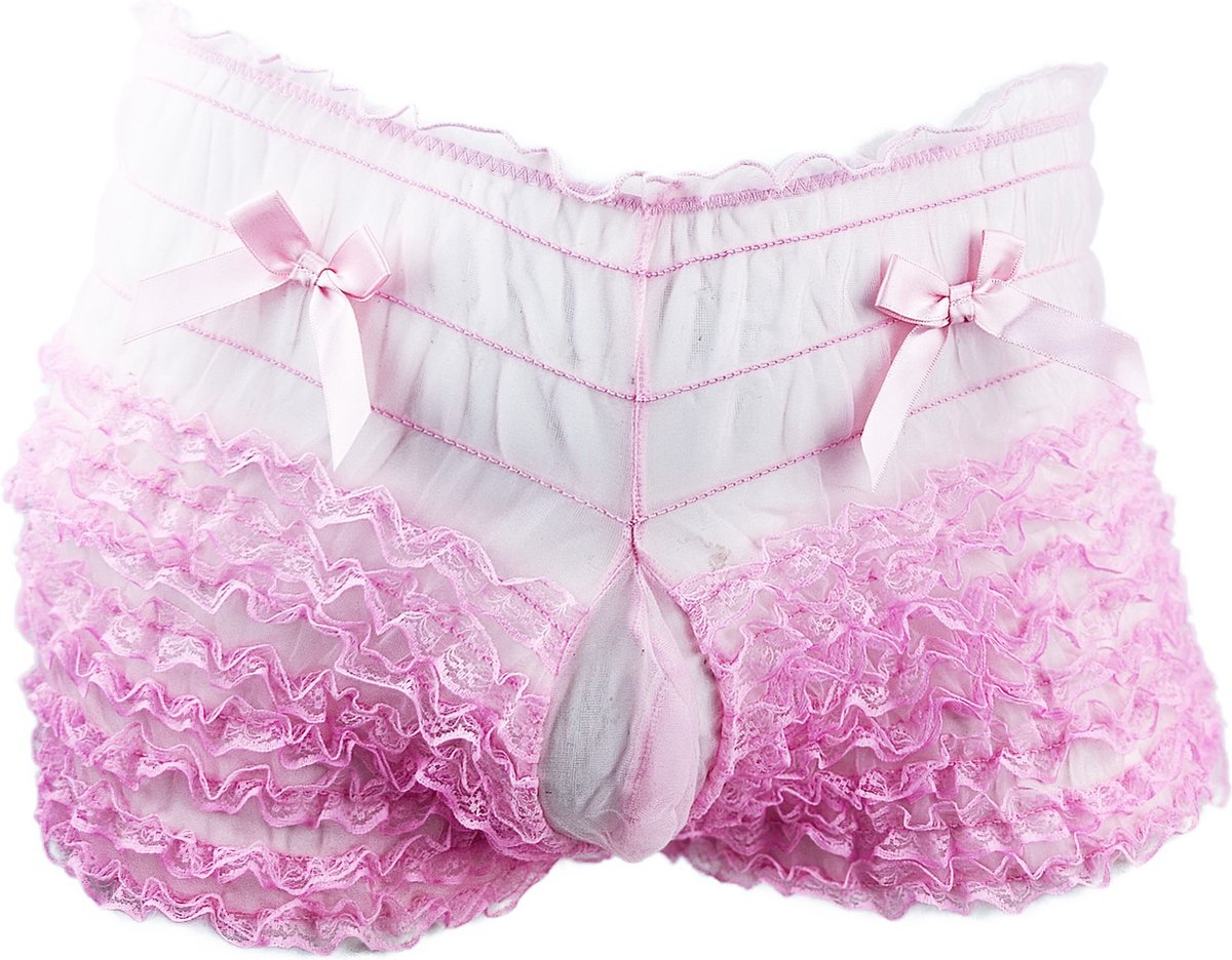 BamBella ® - Boxer short - Onesize - Sexy Erotische - Roze Dun kant gaas stof Ondergoed