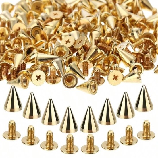 BamBella® - Studs spikes - 100 stuks - Schroef systeem zelf gothic schoenen kleding maken zwart siernagel