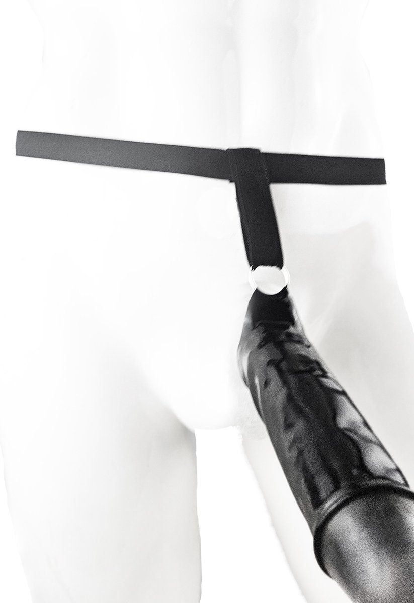 BNDGx® - 100% LATEX open kruis broek penis sleeve bondage slip - Maat L - Zwart BDSM sexy glans BDSM Rubber Fetish SM erotische ondergoed