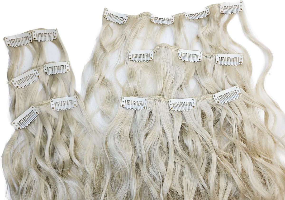 Hair extensions - Clip In - Blond - clip ins curly krullen - Synthetisch haar