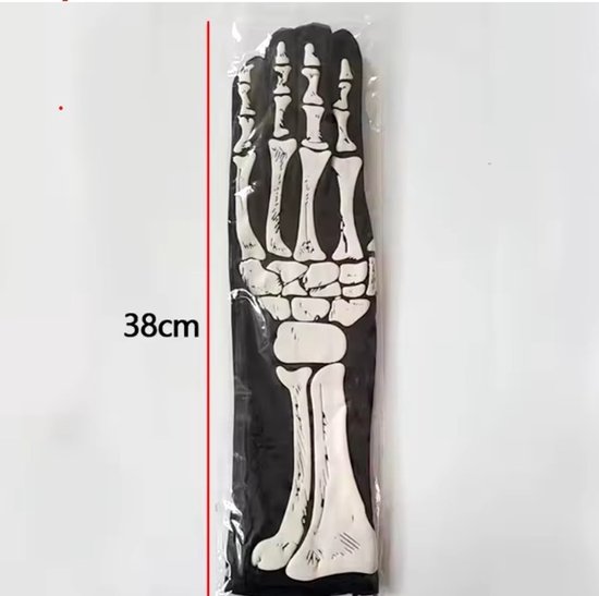 BamBella® - Lange Handschoenen Zwart skull goth gothic zwart wit carnaval verkleden halloween