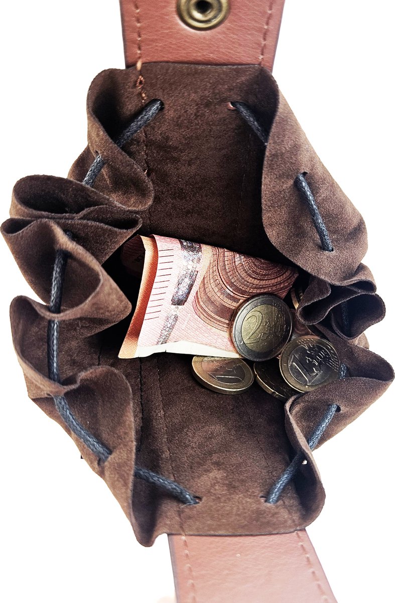 Portemonnee - Middeleeuwse viking Buidel voor op je riem accessoire geld zak zakje - Zonder riem