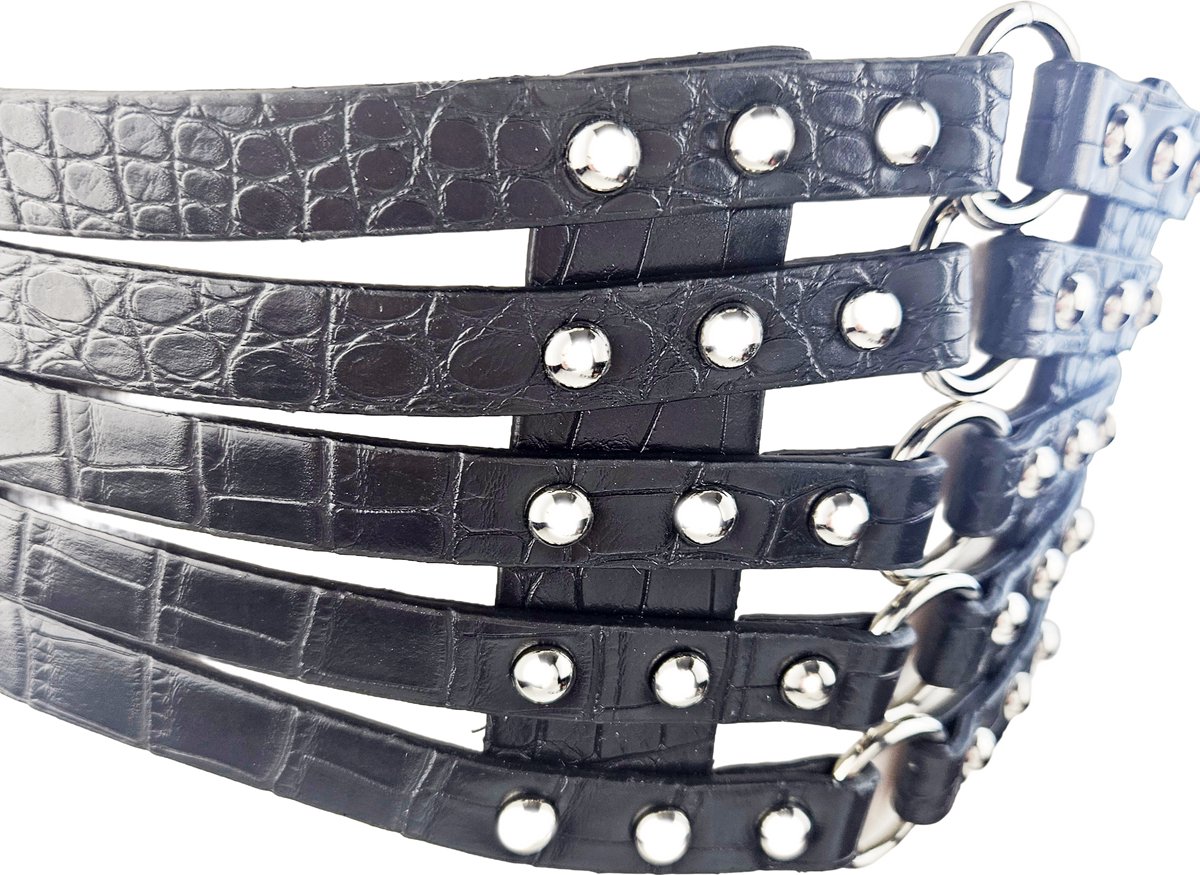 BamBella ® - Corset Riem   - Mode Body Gothic Goth taille riem zwart nepleer met vetersluiting Verstelbaar korset belt