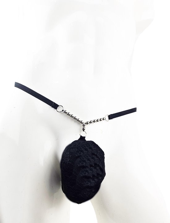 BamBella ® - String Kruisloos - One size - Sexy Zwart kralen Erotische onderbroek Heren