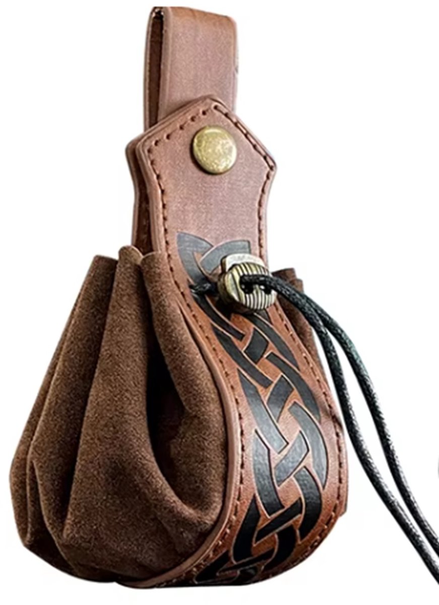 Portemonnee - Middeleeuwse viking Buidel voor op je riem accessoire geld zak zakje - Zonder riem