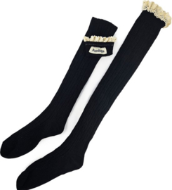 BamBella® - Hoge knie kousen - Zwart- Dames - Dikke sokke