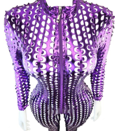 Jumpsuit - Onesize - Paars feest party kleding festival pak