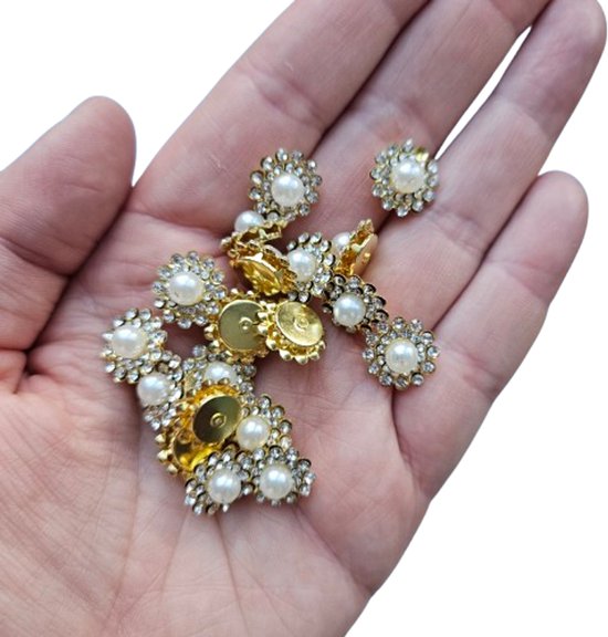 BamBella® Goud kleurig - 50stuks - 14mm Naai strass Steentjes parel klein - 50 stuks - glitters kleding versieren