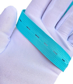 BamBella® Knoopsgat Elastiek - Licht Blauw - 1 Meter - 15mm breed