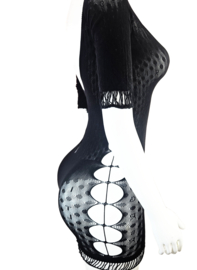 BamBella® - Jurk - Onesize - Erotische sexy nacht jurkje doorzichtig kant - Super Stretch Zwart