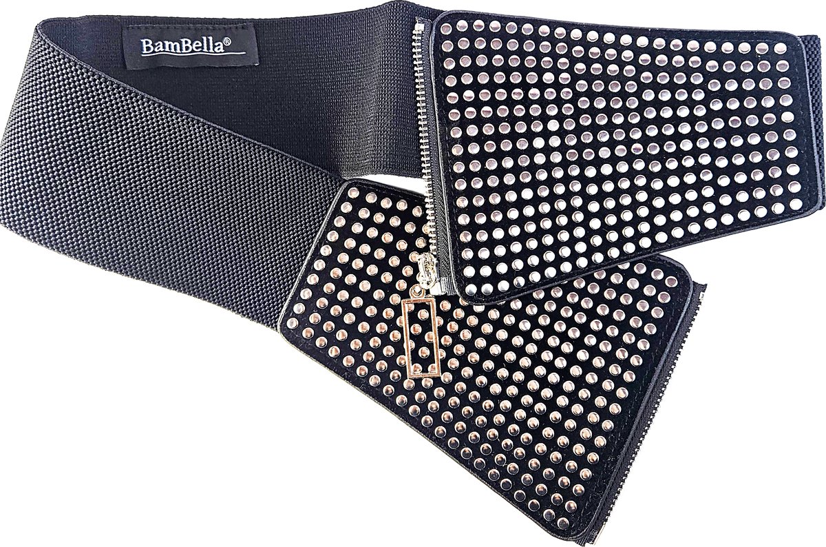 BamBella ® -  Zwart Korset Mode Body Gothic Goth taille riem met Studs rits sluiting korset belt