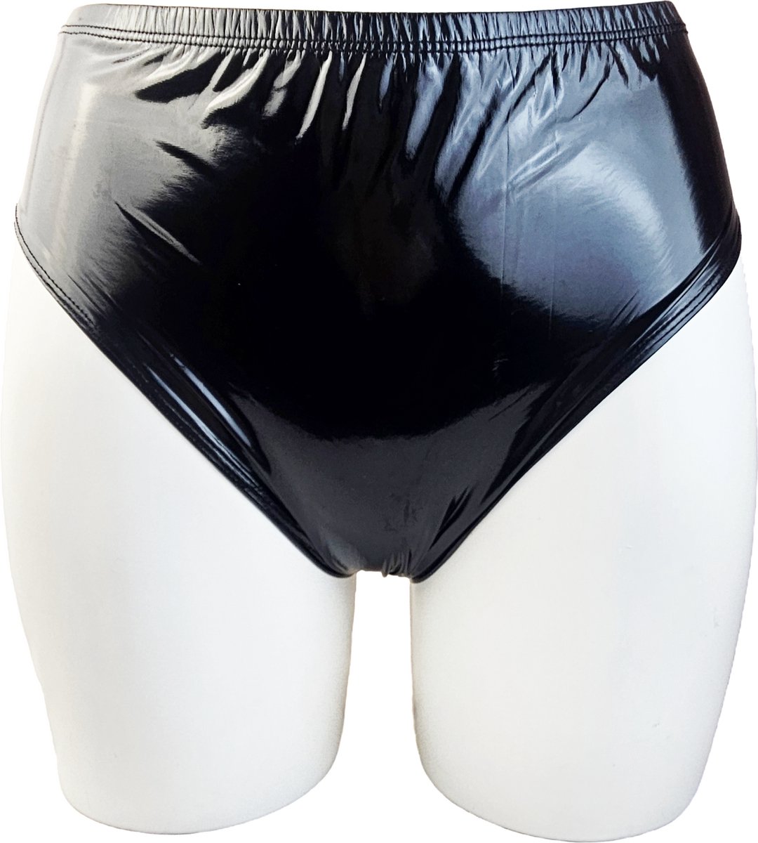 BamBella® Erotische slip-   Wetlook korte broek Dames - Zwart Datex mix latex en stofondergoed Sexy BDSM kleding