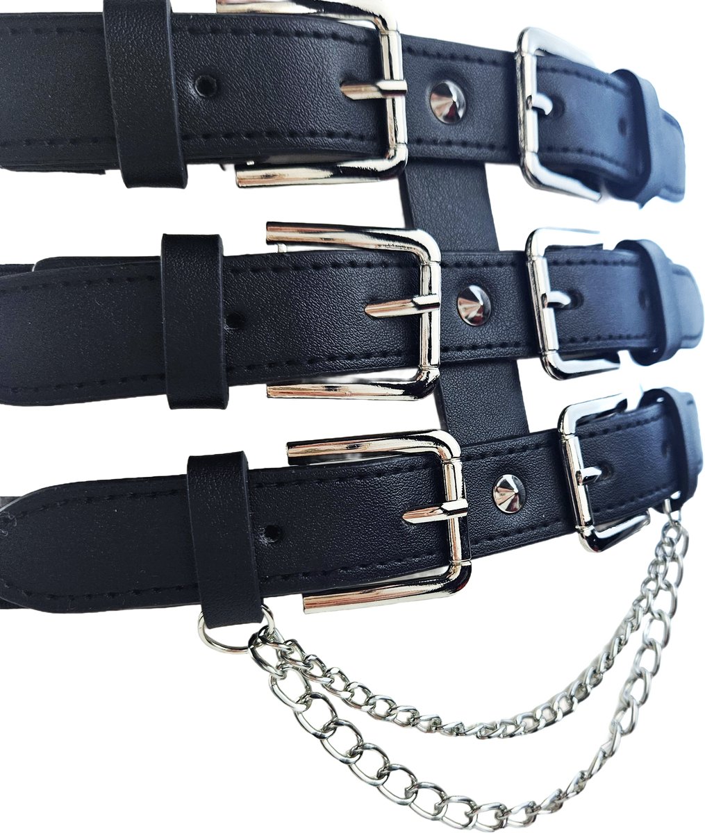 BamBella ® - Corset Riem   - Mode Body Gothic Goth taille riem zwart nepleer met vetersluiting Verstelbaar korset belt
