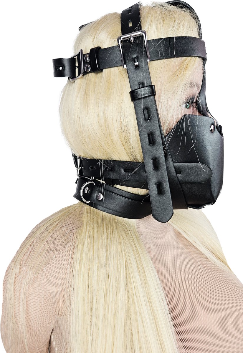BNDGx® - Extreme BDSM Masker - Nep Leer - Met Gag - SM - Met lijn