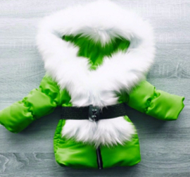 Kinderjas Groen jas  Bontjas met grote bontkraag Winterjas BamBella