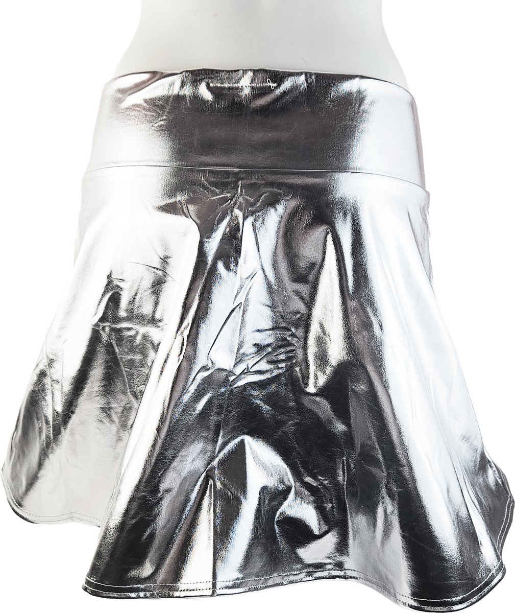 BamBella® - Mini rok -  Shiny Wetlook - Sexy Erotische rokje Super shine metallic Lame Glans Zilverkleurig