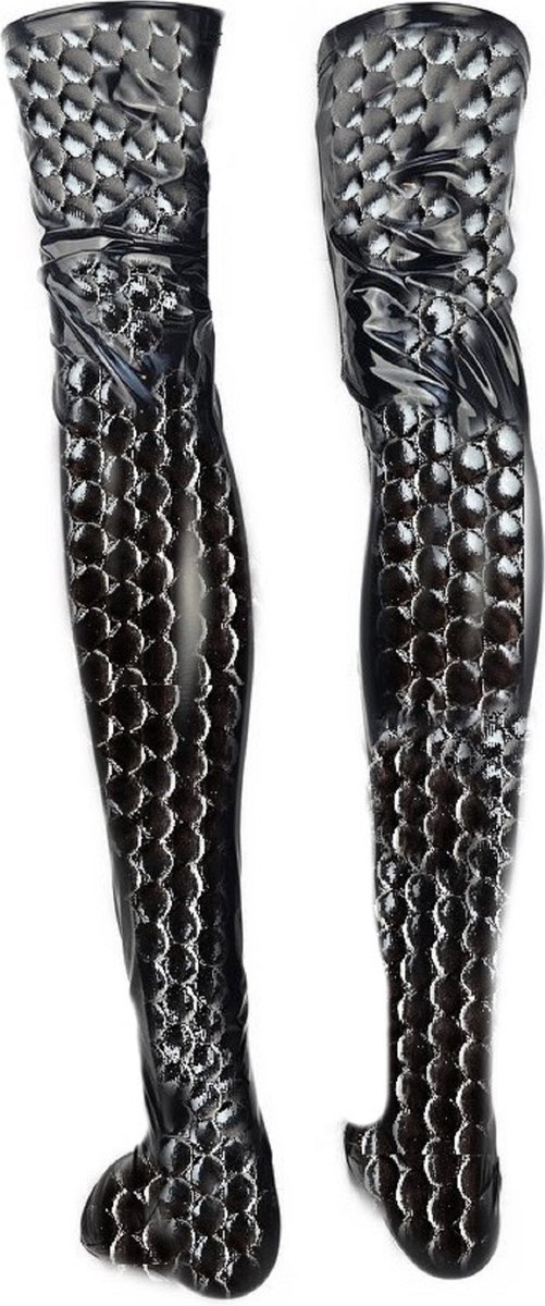 BamBella® - Dikke stof hoge Kousen - Zwart - Sexy reptiel look Kniekousen van Super Glans Fetish kleding bdsm Dames sokken