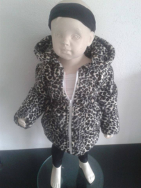 Kinderjas panterprint Bontkraag jas leopard Winterjas Wit  BamBella