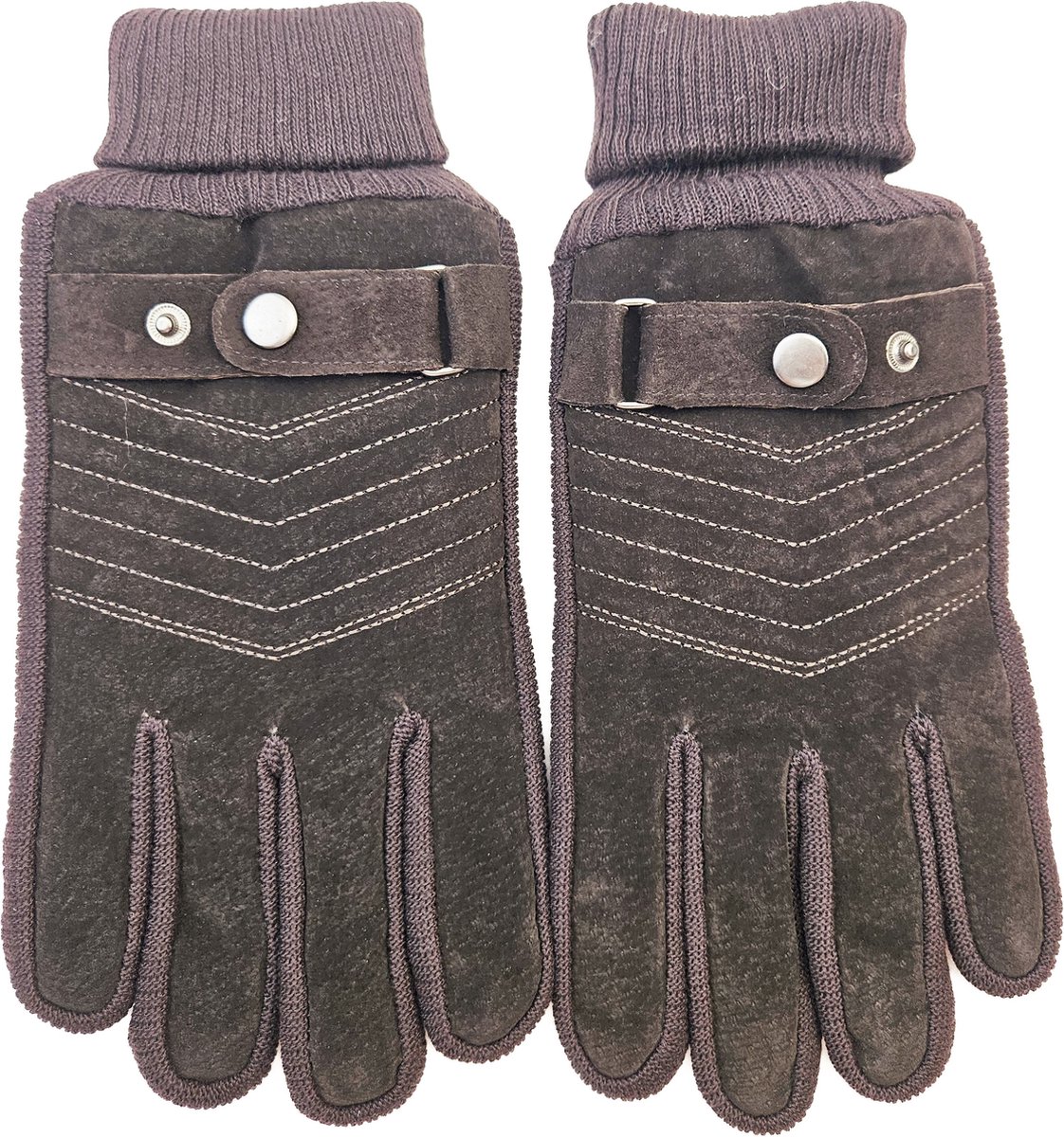 BamBella® Dikke kwaliteit thermo hanschoenen bruin warme binnenkant touchscreen vinger top