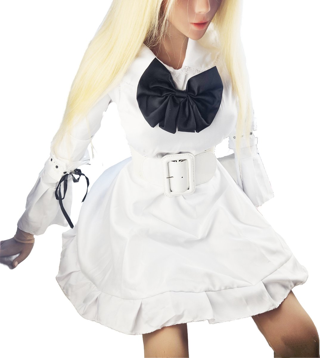 BamBella ® - Riem Maat Onesize - Datex Wit (Mix latex en stof) Mode Body Gothic Goth taille riem Gesp Groot