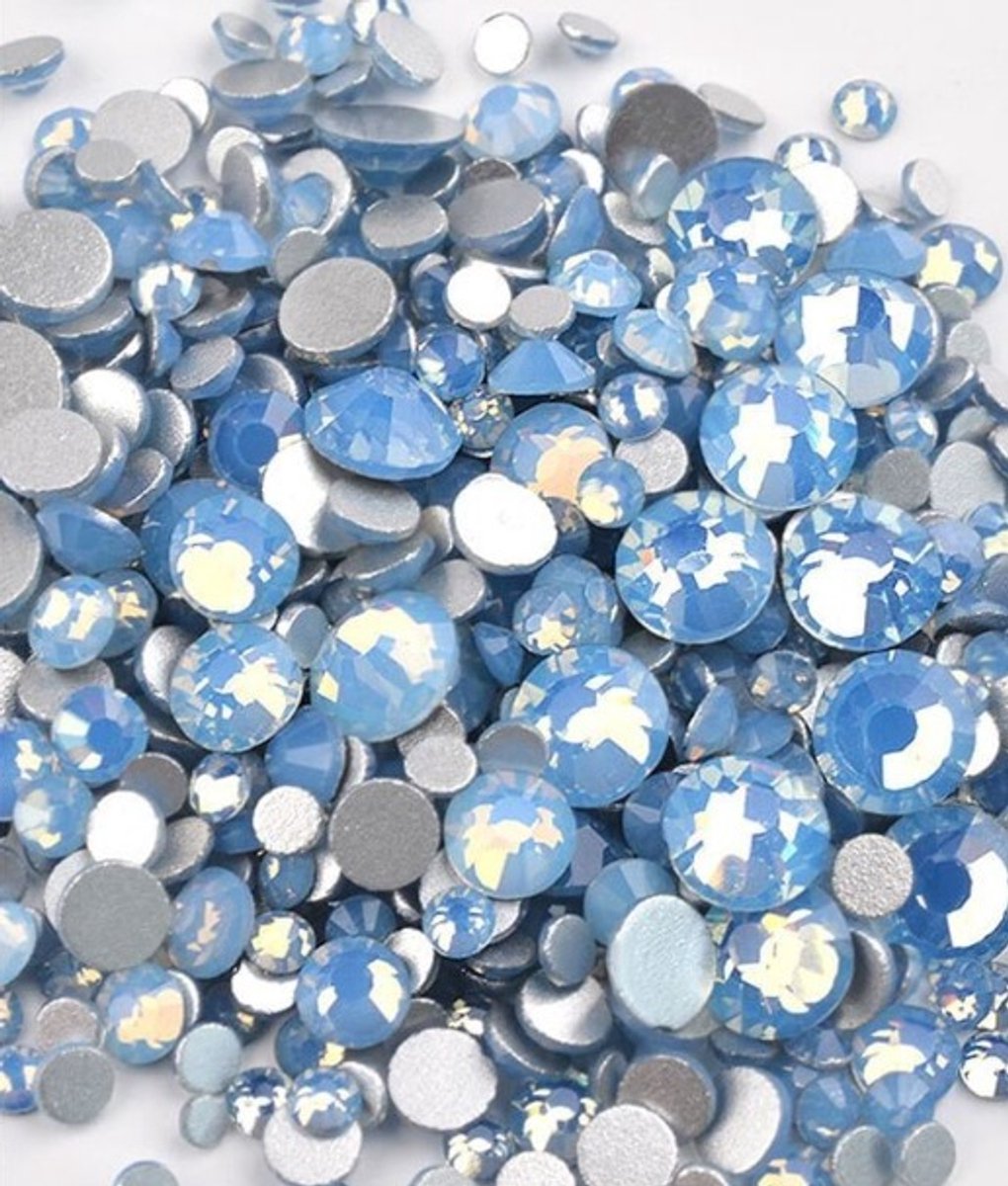 BamBella® Plak strass Steentjes - 1 zakje - 3mm tot 6mm - blauw AB doorzichtig strass stenen glitters nail art kleding versieren
