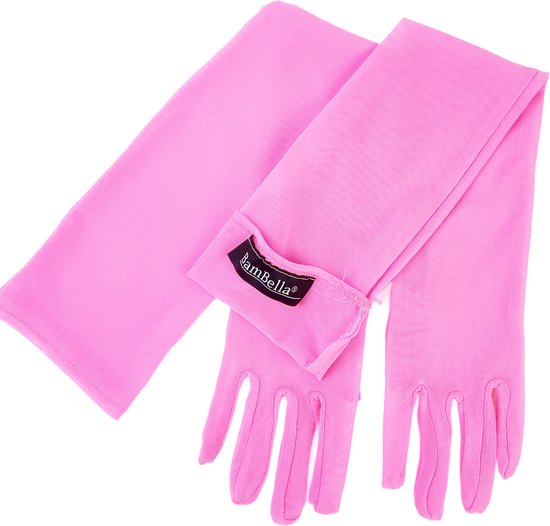 BamBella® - Lange Handschoenen panty stof roze - Sexy handschoenen dames -