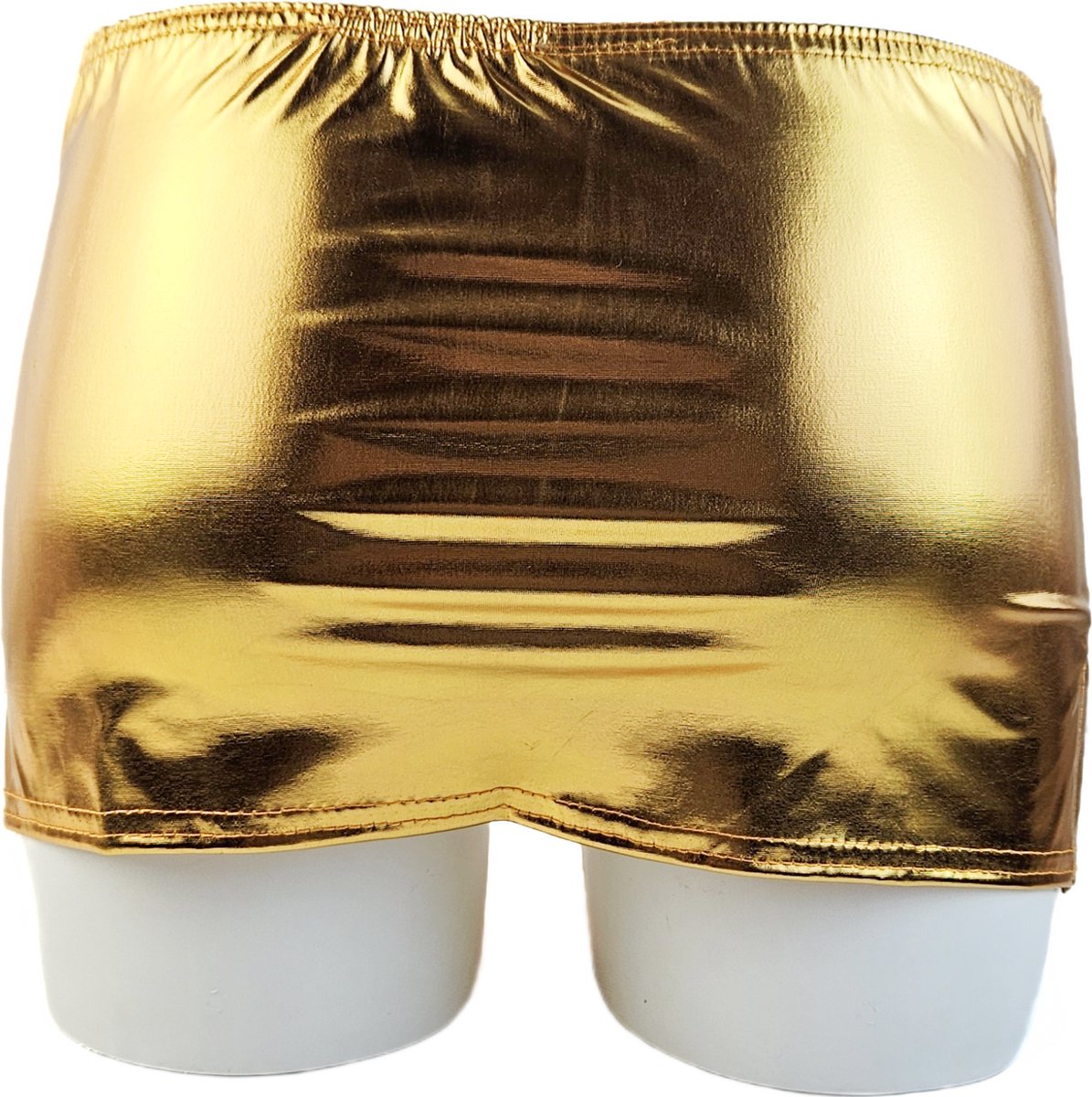 BamBella® - Ultra korte mini rok - Onesize - Shiny Wetlook - Sexy Erotische rokje Super shine metallic Glans Goudgeel