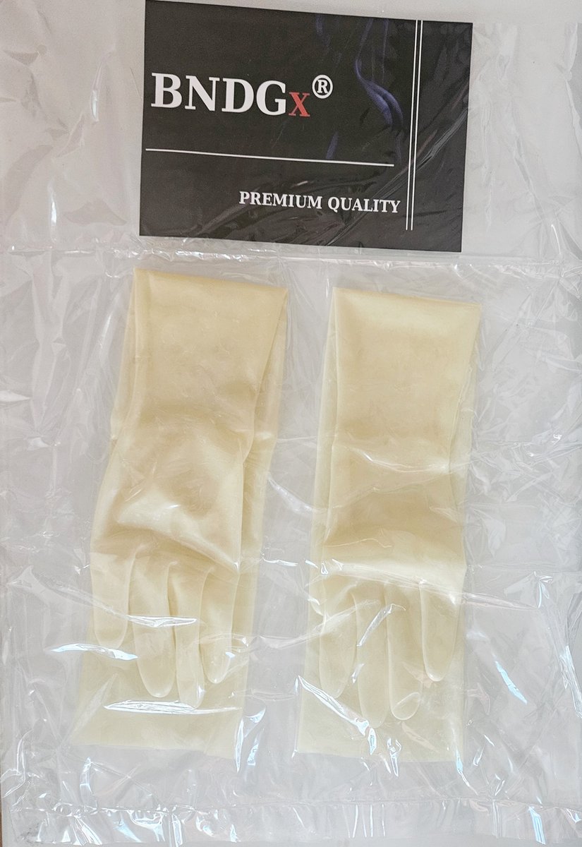 BNDGx® - 100% LATEX Handschoenen Lang BDSM SM sexy glans handschoen Doorzichtig licht bruin